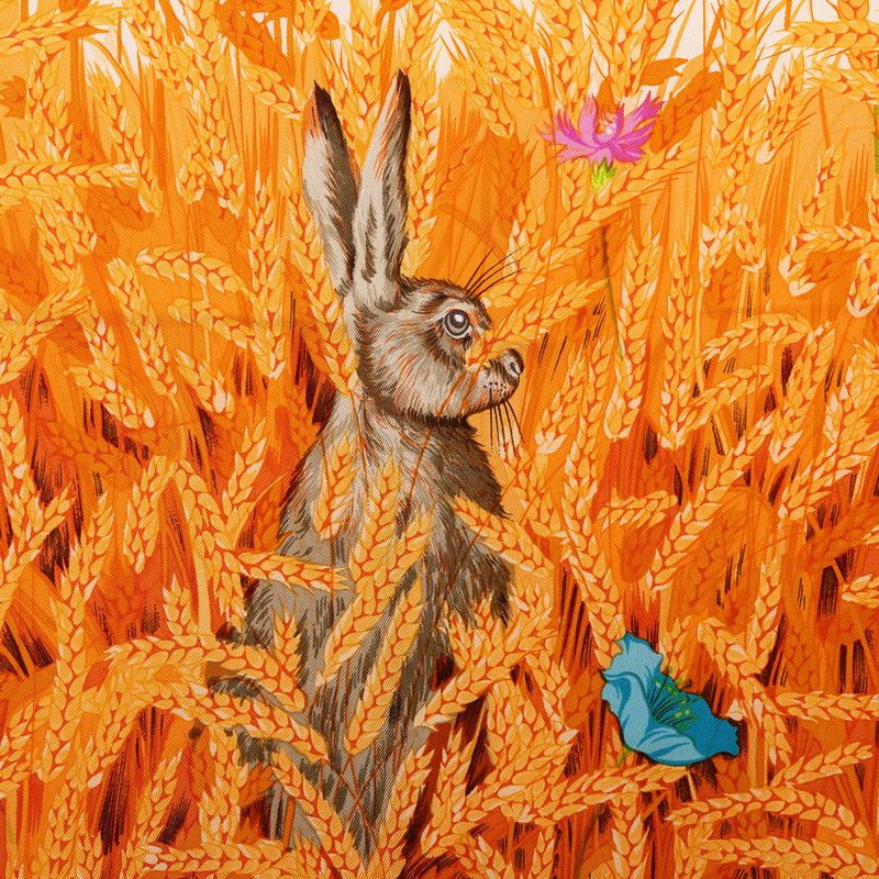 Hermes Carre 90 Lapins Dans Un Champ de Wheat Field and Rabbit Scarf Large — view 3