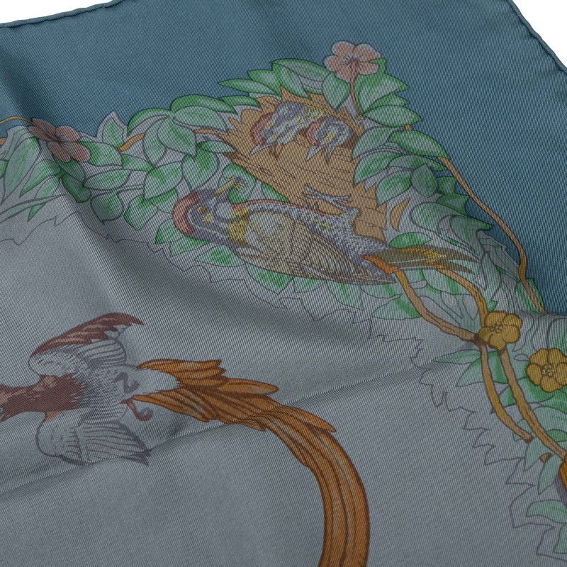 Hermes Carre 90 Jungle Love Animal Scarf Large Format Dark Green Silk — view 8