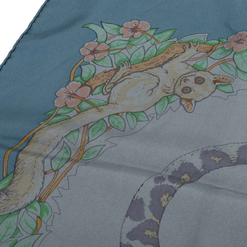Hermes Carre 90 Jungle Love Animal Scarf Large Format Dark Green Silk — view 7