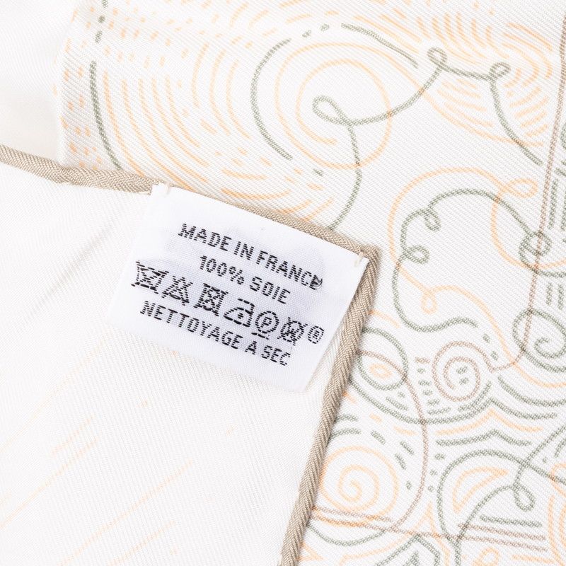 Hermes Carre 90 Please Hold the Line Scarf Large White Silk — view 7