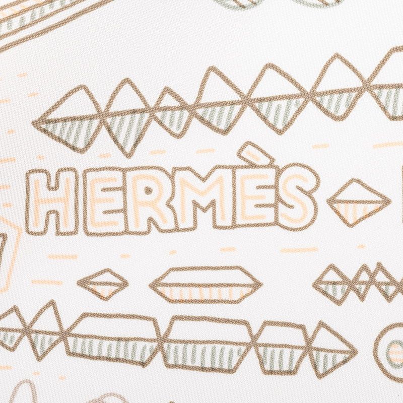 Hermes Carre 90 Please Hold the Line Scarf Large White Silk — view 5