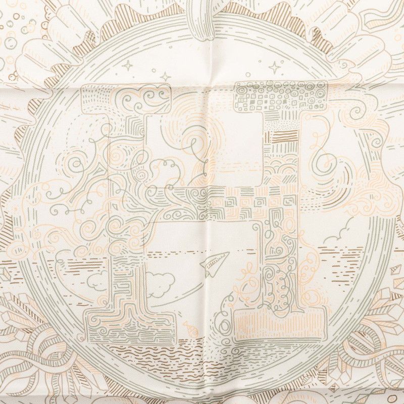 Hermes Carre 90 Please Hold the Line Scarf Large White Silk — view 2