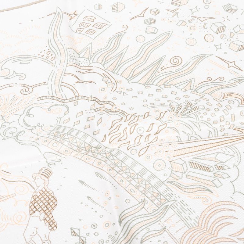 Hermes Carre 90 Please Hold the Line Scarf Large White Silk — view 4