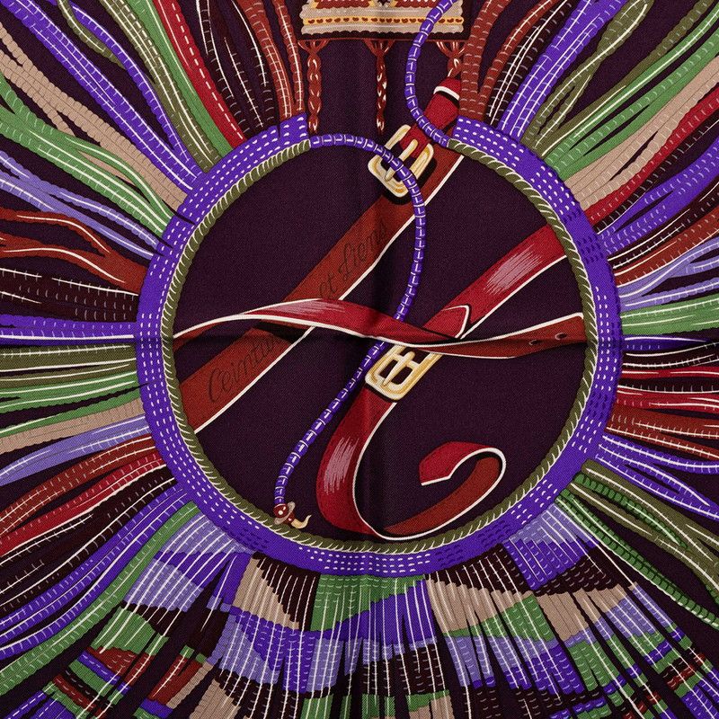 Hermes Carre 90 Ceintures Et Liens Belts and Laces Scarf Large Multicolor Silk — view 2