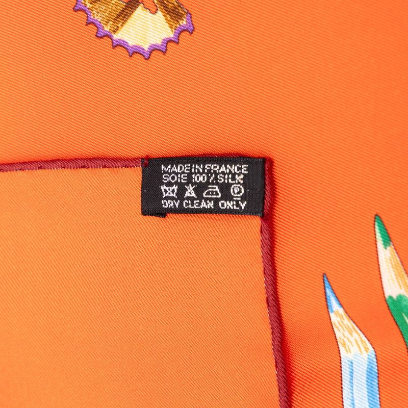Hermes Carre 90 Vos Crayons Now Get Out Your Colored Pencils Scarf Large Red — view 5
