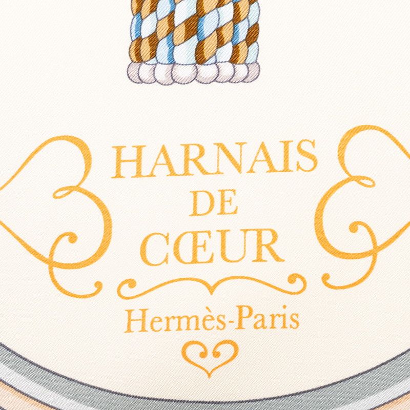 Hermes Carre 90 Haranais de Coeur Arne de Scarf Large White Multicolor Silk — view 5