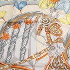Hermes Carre 90 Haranais de Coeur Arne de Scarf Large White Multicolor Silk — view 7