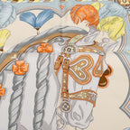 Hermes Carre 90 Haranais de Coeur Arne de Scarf Large White Multicolor Silk — view 6