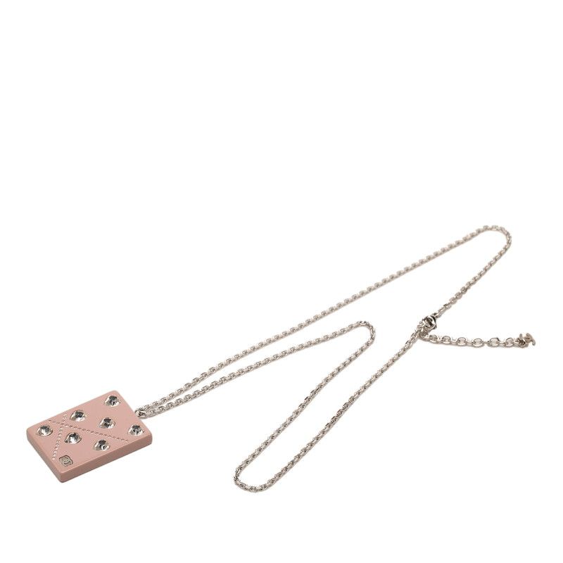 Chanel CC Logo Chain Pendant 04A Stamp Pink Silver Metal Plastic — view 3