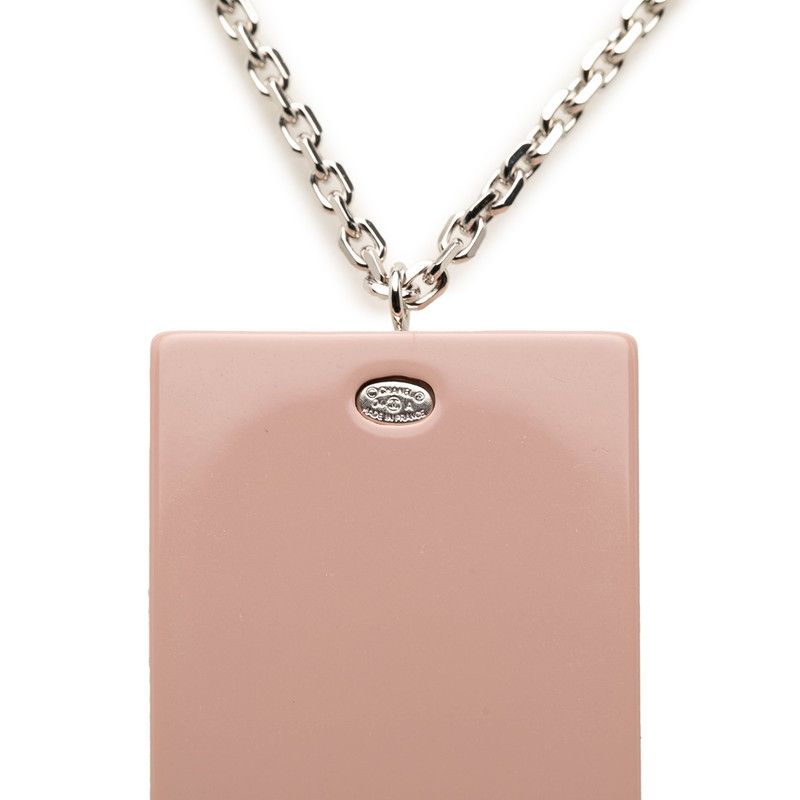 Chanel CC Logo Chain Pendant 04A Stamp Pink Silver Metal Plastic — view 4