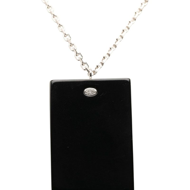 Chanel CC Logo Chain Pendant 04A Stamp Black Silver Metal Plastic — view 3