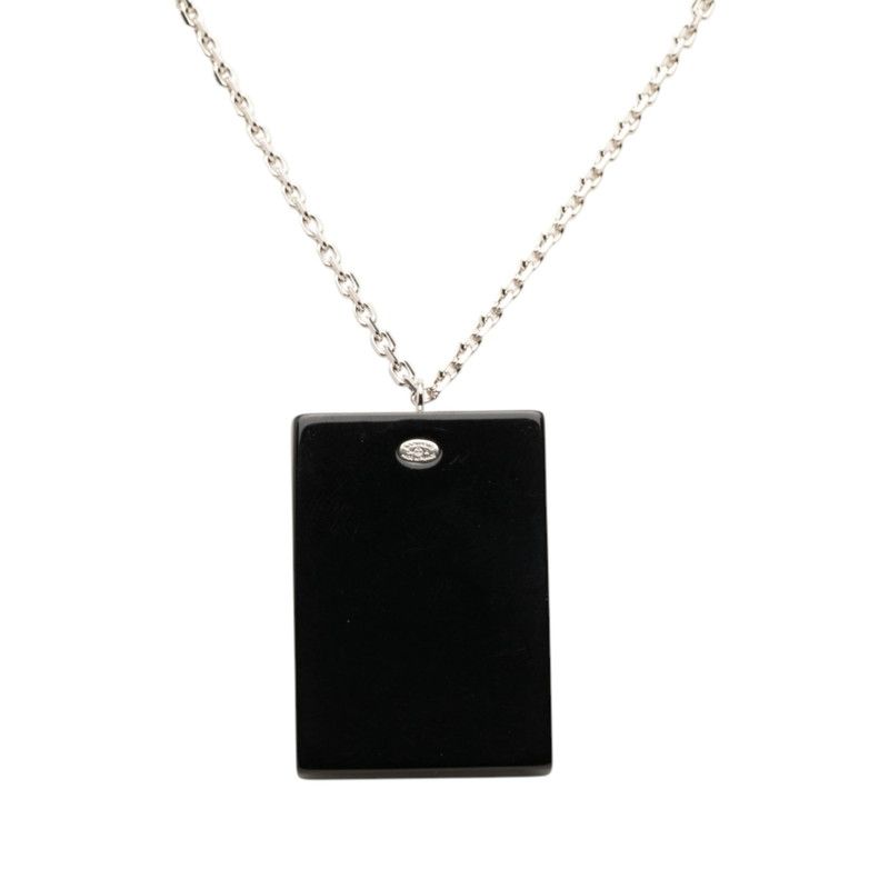 Chanel CC Logo Chain Pendant 04A Stamp Black Silver Metal Plastic — view 2