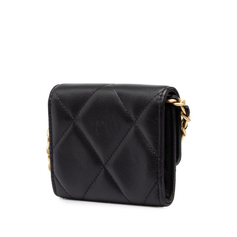 Chanel CC Logo Quilted Chanel 19 Crossbody Chain Wallet Shoulder Bag Black — view 2