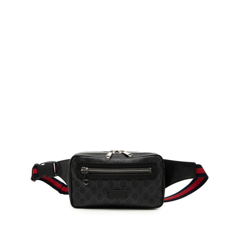 Gucci GG Supreme Sherry Line Belt Bag Black Leather