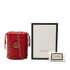 Gucci GG Marmont Heart Motif Small Bucket Bag Chain Red Leather — view 7