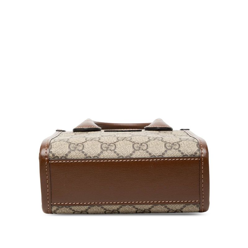 Gucci GG Supreme 2-Way Shoulder Bag Pochette Beige Brown Leather — view 3