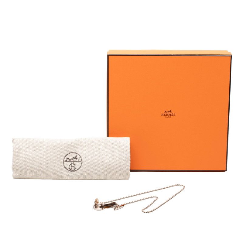 Hermes Rivage PM Chain Pendant Silver Brown Metal Buffalo Horn — view 7
