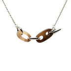 Hermes Rivage PM Chain Pendant Silver Brown Metal Buffalo Horn — view 2