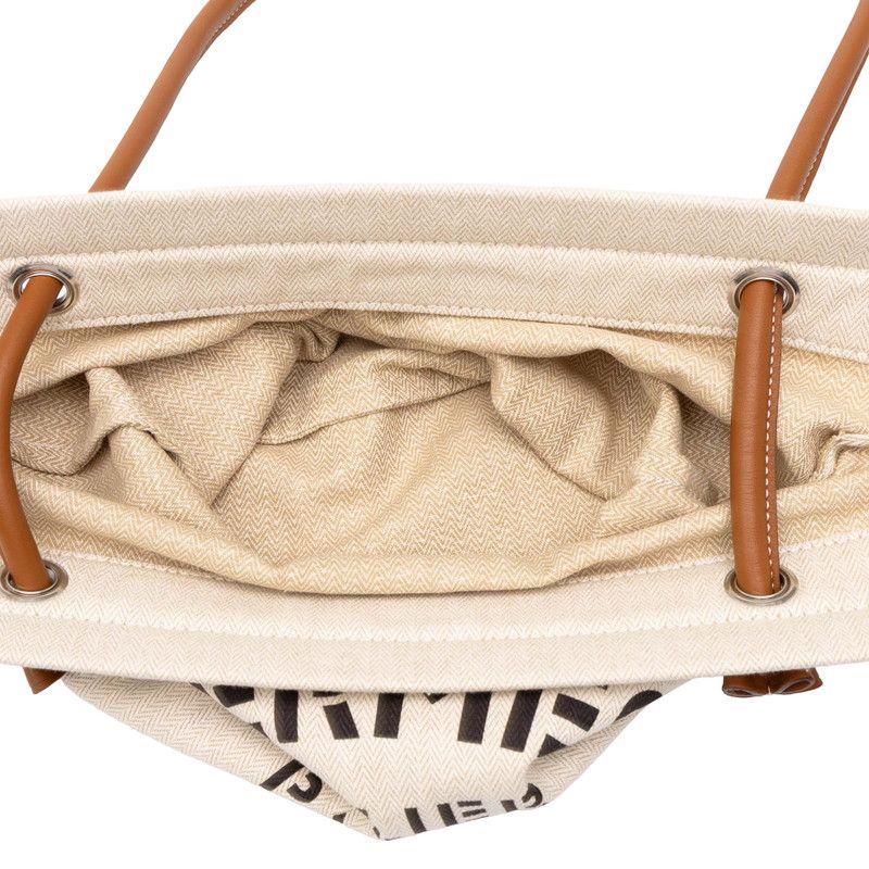 Hermes Aline MM Shoulder Bag Beige Brown Cotton Leather — view 4
