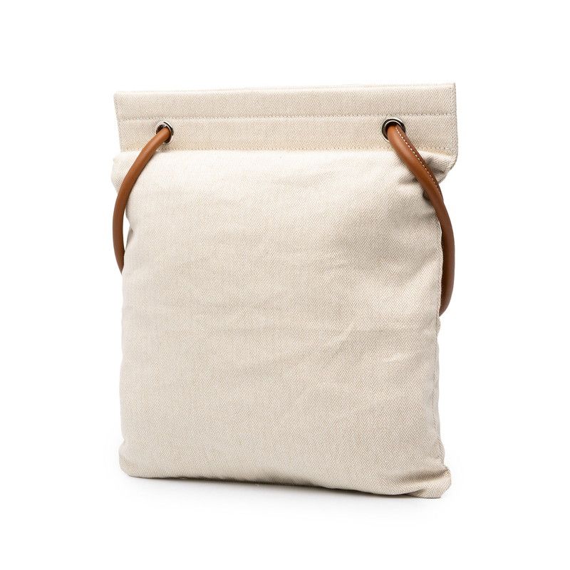 Hermes Aline MM Shoulder Bag Beige Brown Cotton Leather — view 2