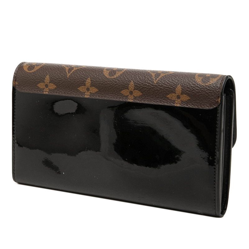 Louis Vuitton Monogram Portefeuille Cherry Wood Bifold Wallet Black Brown — view 2