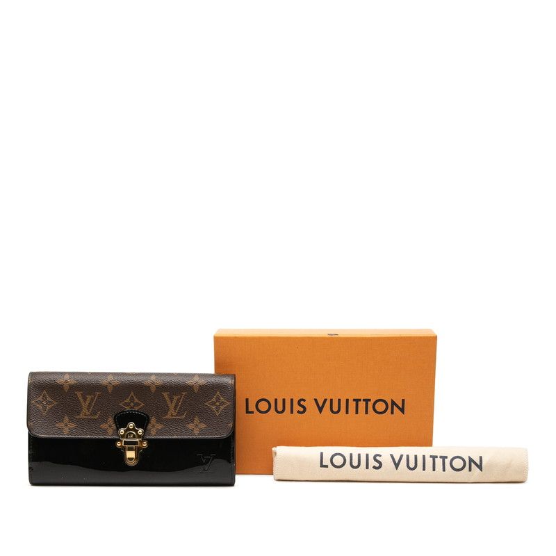 Louis Vuitton Monogram Portefeuille Cherry Wood Bifold Wallet Black Brown — view 7