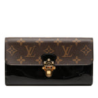 Louis Vuitton Monogram Portefeuille Cherry Wood Bifold Wallet Black Brown