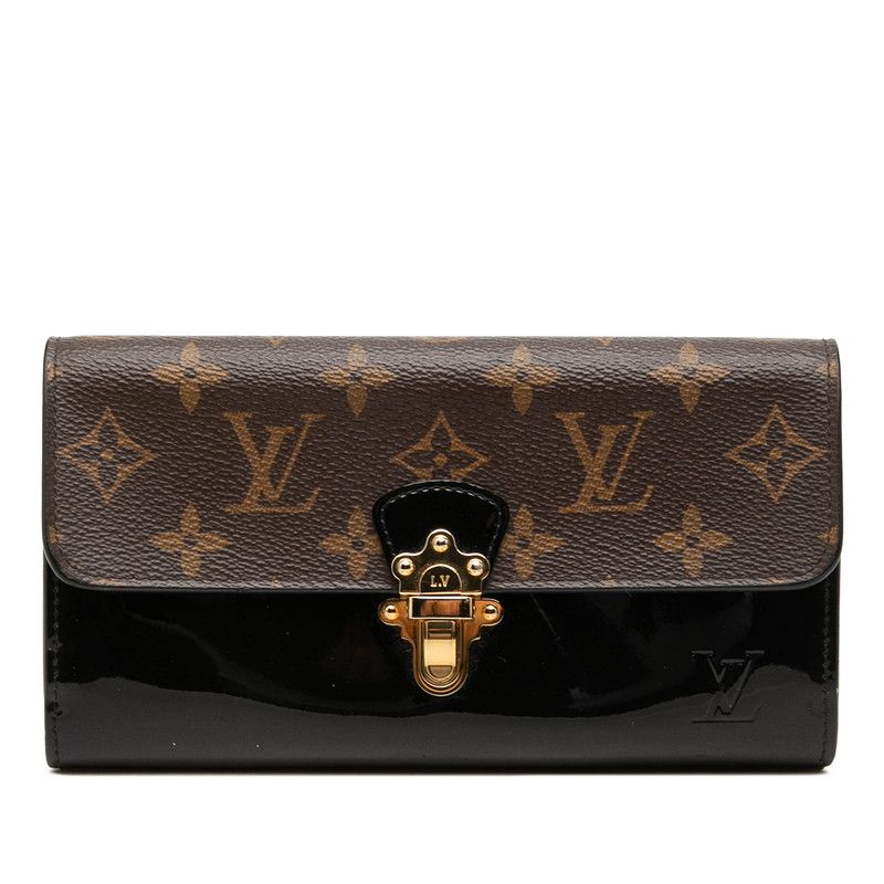 Louis Vuitton Monogram Portefeuille Cherry Wood Bifold Wallet Black Brown