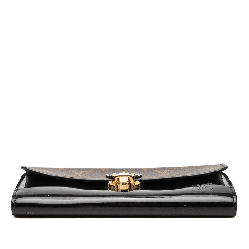 Louis Vuitton Monogram Portefeuille Cherry Wood Bifold Wallet Black Brown — view 3