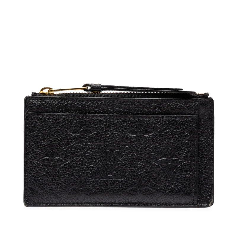 Louis Vuitton Monogram Empreinte Card Case Zip Coin Purse Noir Black Leather
