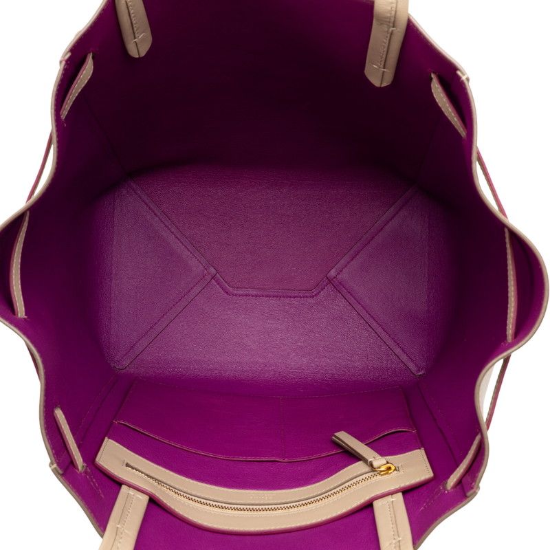 Celine Cabas Phantom Small Tote Shoulder Bag Beige Purple Leather — view 4