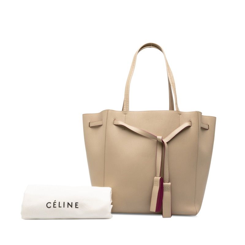 Celine Cabas Phantom Small Tote Shoulder Bag Beige Purple Leather — view 7