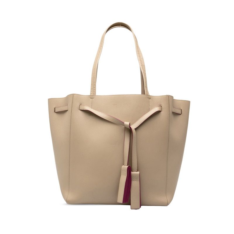 Celine Cabas Phantom Small Tote Shoulder Bag Beige Purple Leather