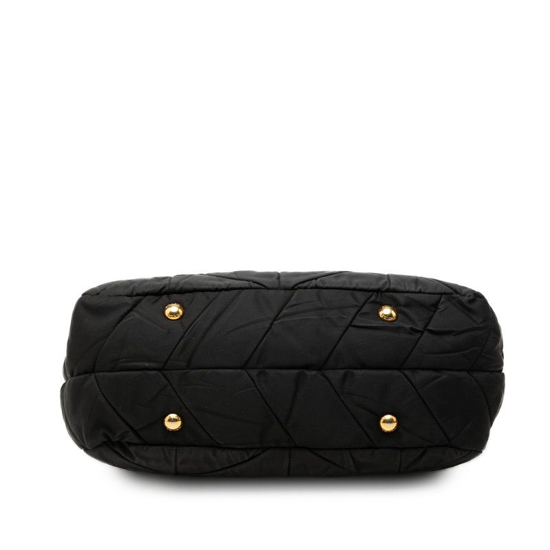 Prada Quilted Tote Bag Black Gold Nylon — view 3