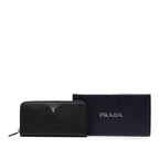 Prada Zip Around Wallet Black Vitello Daino Leather — view 6