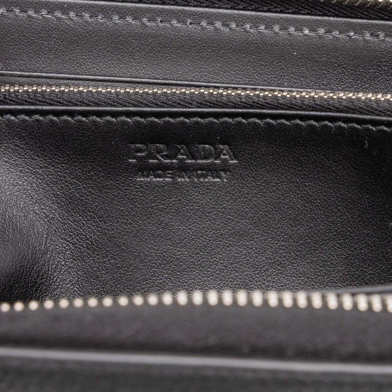 Prada Zip Around Wallet Black Vitello Daino Leather — view 5