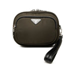 Prada Clutch Pouch Khaki Green Nylon Leather