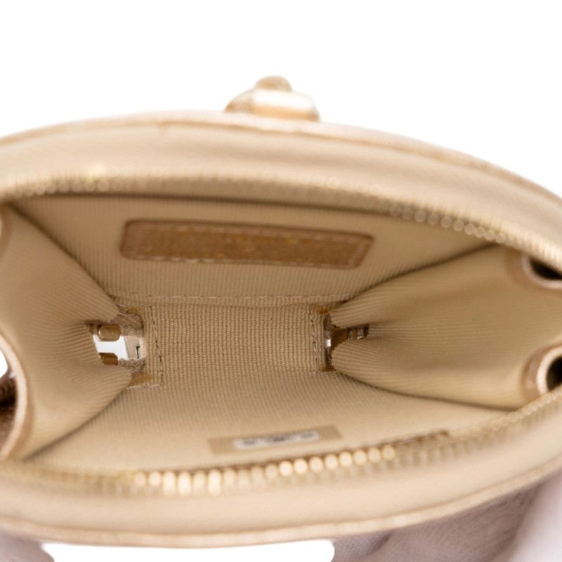Chanel CC Logo Quilted Coin Purse Airpods Case Gold Leather — view 4