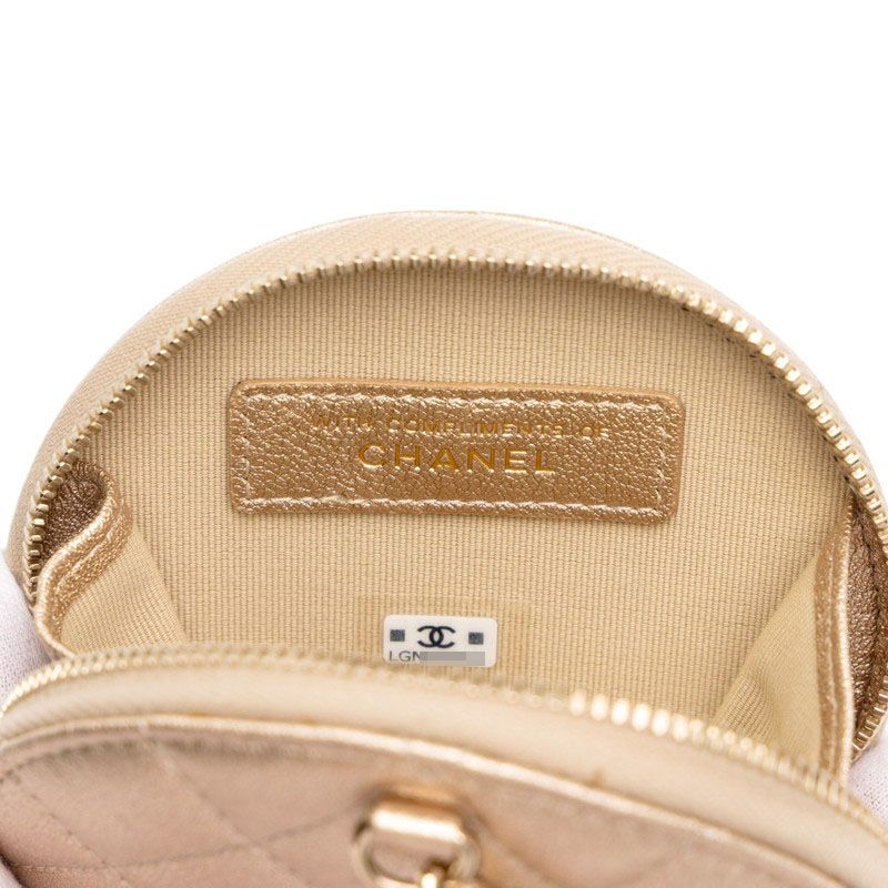Chanel CC Logo Quilted Coin Purse Airpods Case Gold Leather — view 6