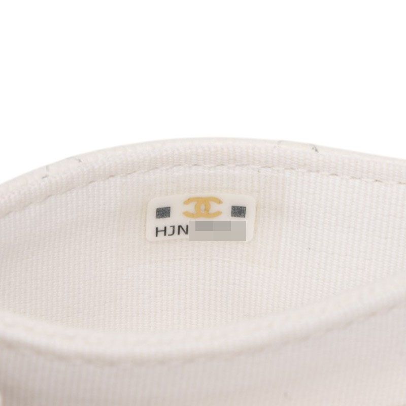 Chanel CC Logo Quilted Card Case Business White Caviar Leather — view 6