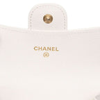 Chanel CC Logo Quilted Card Case Business White Caviar Leather — view 5