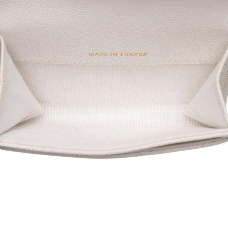 Chanel CC Logo Quilted Card Case Business White Caviar Leather — view 4