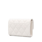 Chanel CC Logo Quilted Card Case Business White Caviar Leather — view 2