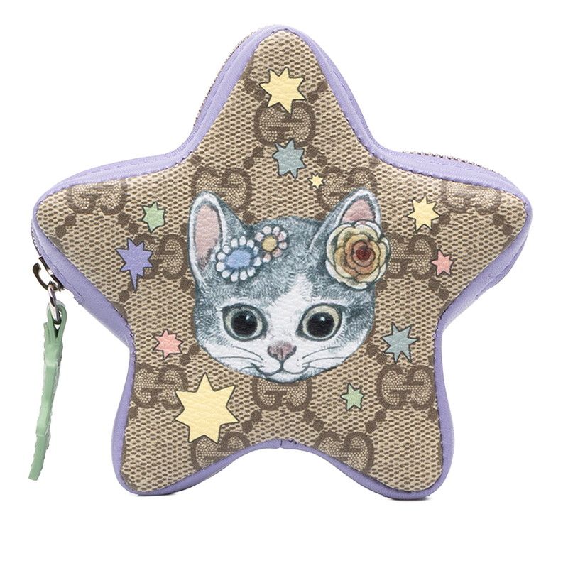 Gucci Yuko Higuchi GG Supreme Star Shape Pouch Key Holder Charm Beige