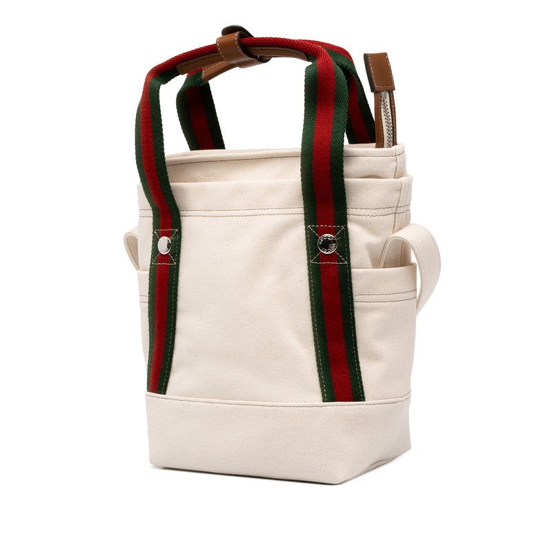 Gucci Logo Shoulder Bag White Canvas Leather — view 2