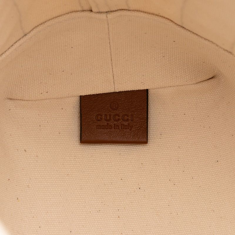 Gucci Logo Shoulder Bag White Canvas Leather — view 5