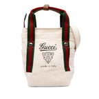 Gucci Logo Shoulder Bag White Canvas Leather