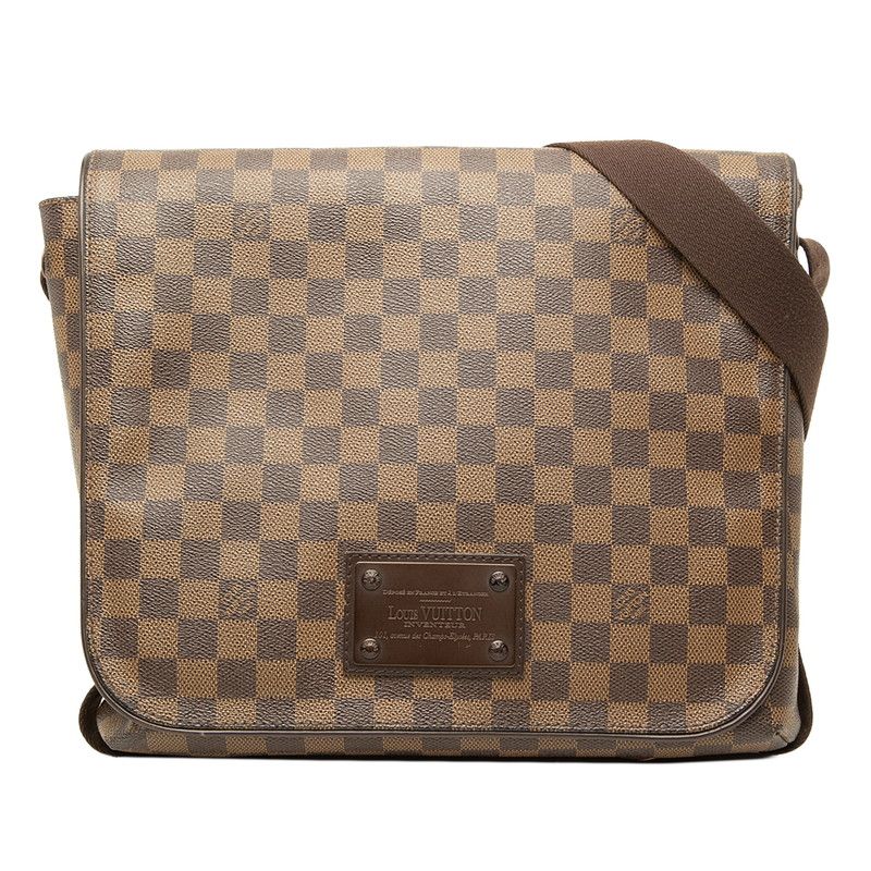 Louis Vuitton Damier Brooklyn MM Crossbody Shoulder Bag Brown Leather