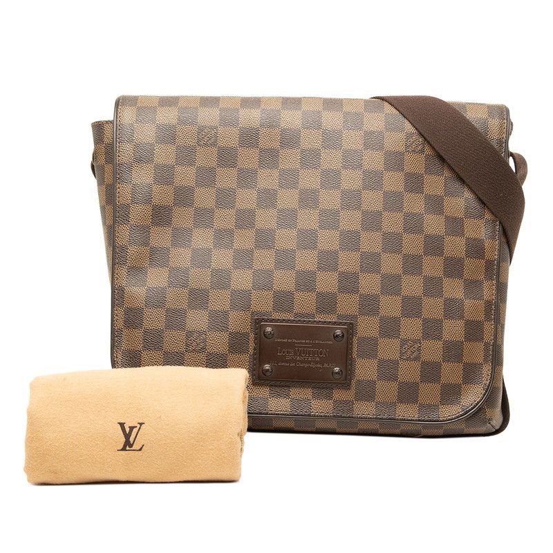 Louis Vuitton Damier Brooklyn MM Crossbody Shoulder Bag Brown Leather — view 7