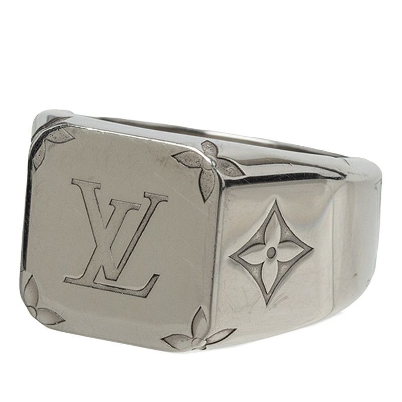 Louis Vuitton Monogram Signet Ring M Silver Metal — view 2